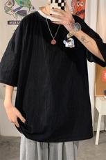 YT26239-P30亚短袖t恤男大码五分袖男宽松七分袖海报风，男装T恤，电商A040