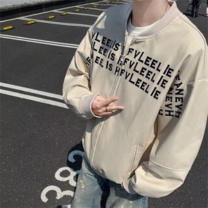 立领棒球服男女生早春潮牌字母印花百搭拉链夹克外套男 JW221-p65图片