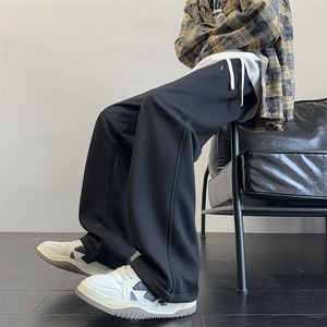 美式纯色华棉宽松直筒阔腿脚口抽绳休闲裤CK67*P45控78图片