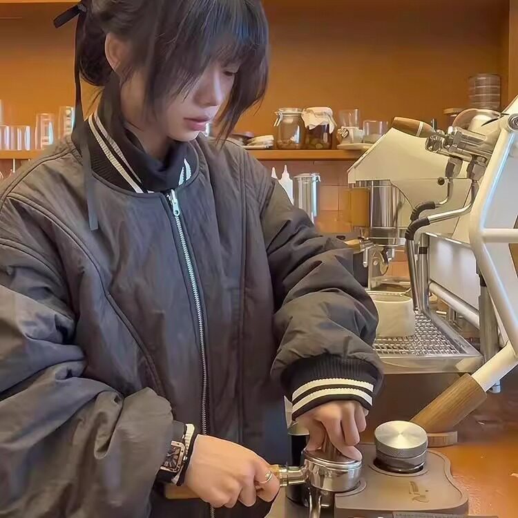 美式复古水墨画双面穿夹克棉服男女冬季设计感加厚bomber棉衣外套,男装夹克,星座1210-1