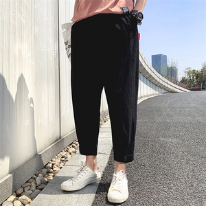 束脚裤男2021夏季潮流小脚哈伦裤新款休闲裤九分运动裤 DS383T图片