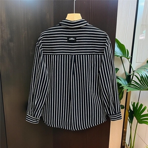条纹衬衣韩版休闲时尚都市满纹翻领高品质衬衣外套313B-CS160-P60图片