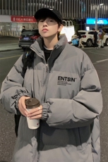 港风秋冬新款保暖立领宽松棉服外套男MY62039特批65控99，男装棉衣，电商A268A