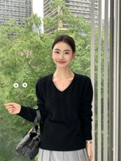 秋冬新款低圆领女修身套头上衣针织衫，女装针织衫/毛衣，玛卡隆羊绒
