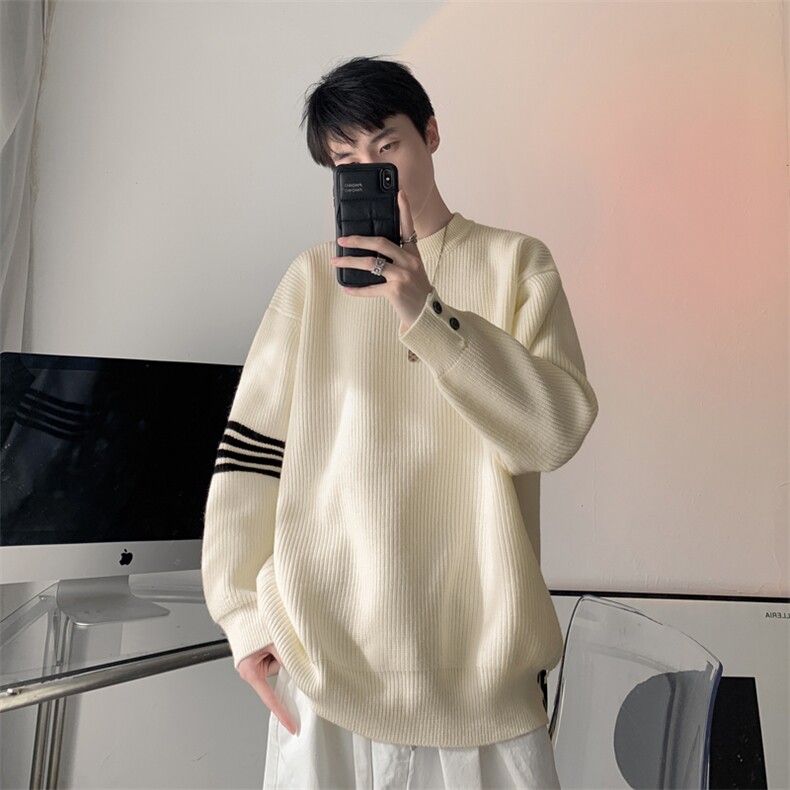 秋季新款港风潮牌宽松套头圆领毛衣针织衫男XZ608-M413-P65控88,男装针织衫/毛衣,星座608(原A046)