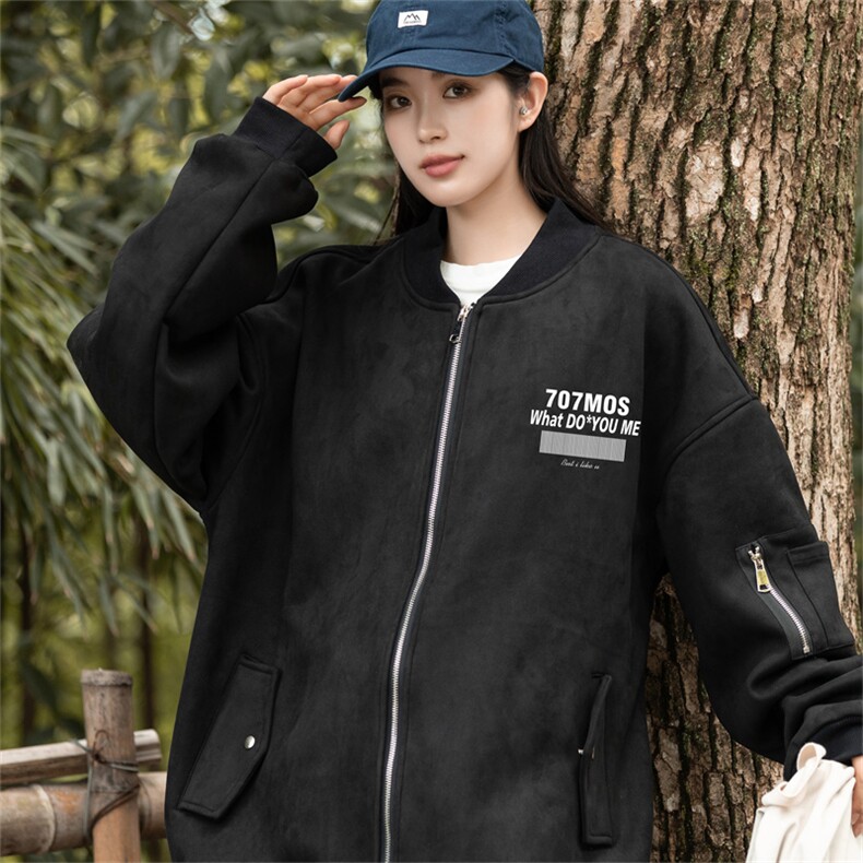 24春秋美式麂皮绒飞行棒球服中性风男女夹克外套JF3280-P80控108,男装夹克,电商B370