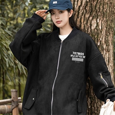 24春秋美式麂皮绒飞行棒球服中性风男女夹克外套JF3280-P80控108，男装夹克，电商B370
