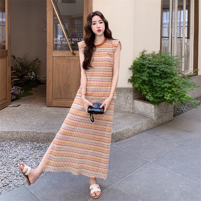 条纹多巴胺松弛感巨好看套装裙女2025年夏季新款背心半身裙两件套,女装套装/套裙,2D034