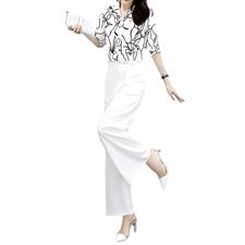 套装女2023年夏装新款女装时尚休闲气质印花上衣阔腿裤套装两件套，女装套装/套裙，关键词