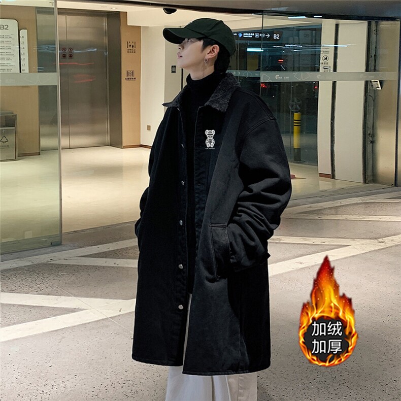 FY5010J-P98限价138M-5XL加绒羊羔绒中性风衣长款大码宽松过膝，男装风衣，星座116