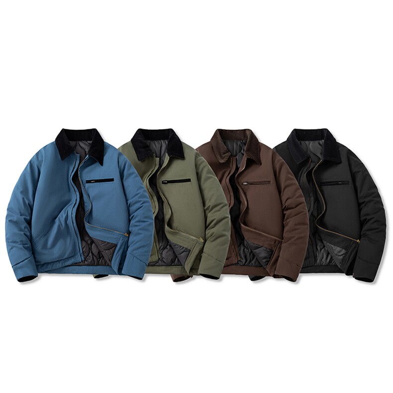 现货4色翻领秋冬飞行服棉服情侣装夹克复古外套,男装棉衣,电商A105
