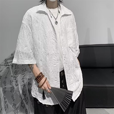 衬衫短袖男士夏季薄款纯色休闲痞帅五分衬衣服夏天外套CD22，男装衬衫，星座1116A-1（原606A）
