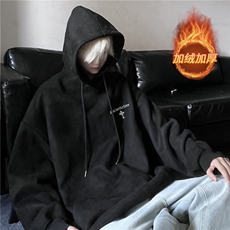 麂皮绒卫衣男秋新款美式复古重磅oversize连帽JR23417特批55-控98，男装卫衣，星座605(原A050)