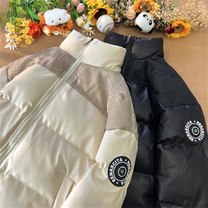 高品质！平铺PU皮棉服宽松港风棉衣立领冬装棉袄PM01-P115限158图片