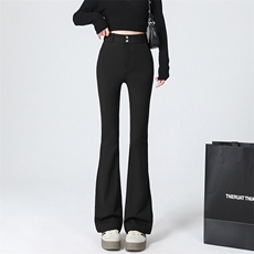 显腿长～春款弹力高腰小黑裤塑性显瘦马蹄裤微喇裤大码新款，女装休闲裤，云美莎专业女裤-全店现货