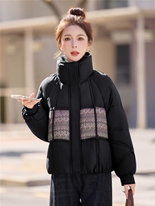 休闲立领拼接宽松短款羽绒服女加厚保暖2025冬季新款图片