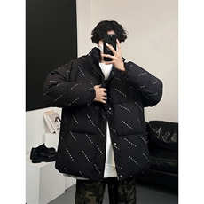 W8205P125控158华夫格印花棉衣冬季棉服外套宽松棉服情侣装男，男装棉衣，电商B205