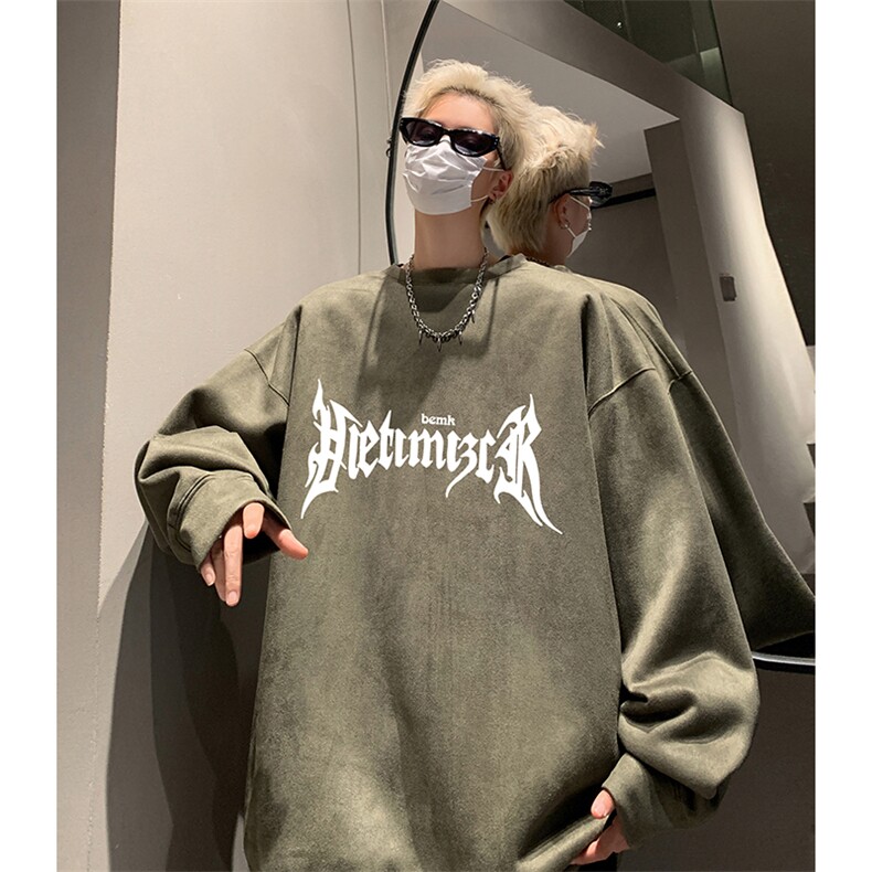 抖音得物供货提供视频秋冬重磅美式麂皮绒圆领卫衣JY311,男装卫衣,电商A486