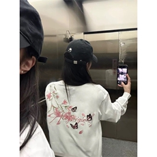 网图有货美式花卉刺绣长袖男女宽松纯棉情侣打底上衣A946-P40，男装T恤，星座1505