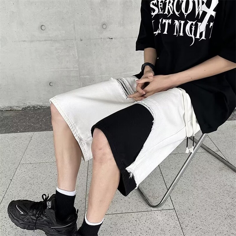 夏季潮牌宽松设计感五分中裤美式高街vibe休闲短裤男K6903-P40,男装休闲裤,星座512-4