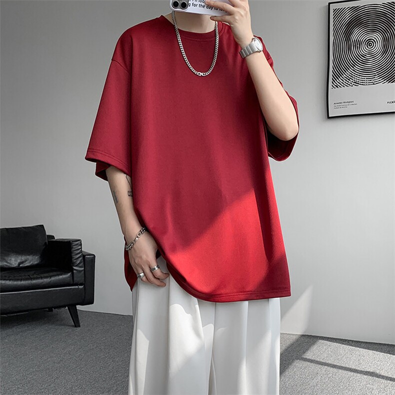 8XL-M高品质重磅棉光版纯色短袖T恤百搭款半截袖五分袖DX332特P23,男装T恤,电商D206-1