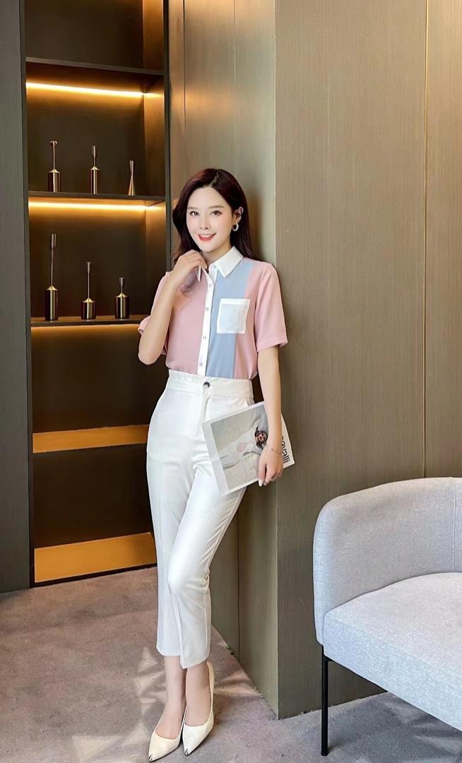 夏季新款现货撞色设计市场轻职业小衫,女装其它,七米