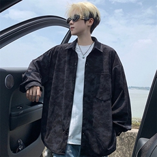 衬衫男秋季新款港风宽松大码灯芯绒扎染长袖衬衫CS8108-P42，男装衬衫，星座214-3