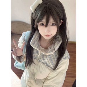 潮高级感针织拼接立领羽绒棉服加厚小众情侣面包服Y321-P88网图图片