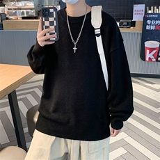 纯色圆领毛衣男秋季新款高街ins针织衫港风休闲宽松线衣M970-P43，男装针织衫/毛衣，星座512-2