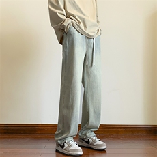 牛仔裤男女同款抽绳美式设计感休闲裤N03p45，男装牛仔裤，电商D315