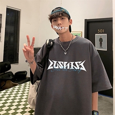 抖音得物二开现货220克夏装重磅美式高街宽松短袖t恤MT177，男装T恤，电商A486-1