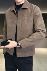 冬季加绒加厚麂皮外套男2025新款痞帅潮牌皮夹克A313-5888-P145，男装夹克，电商A313