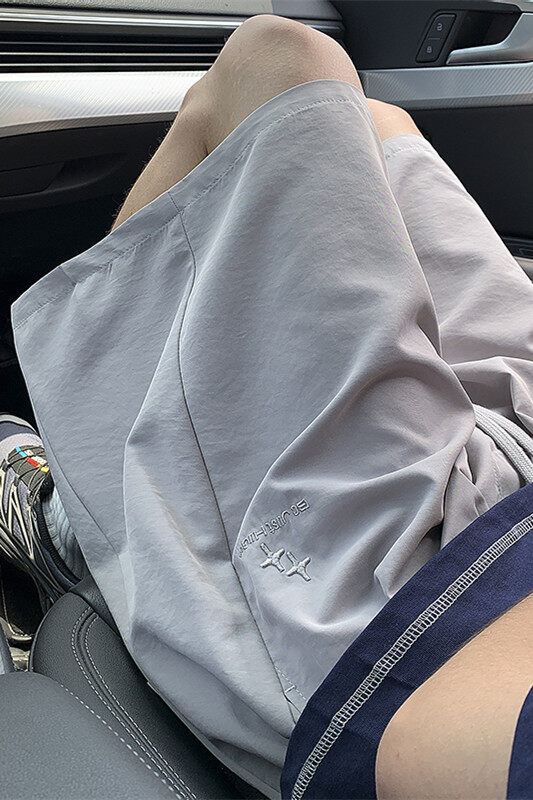 薄款速干运动短裤男夏季潮牌凉感刺绣奶奶裤宽松阔腿休闲五分裤子,男装牛仔裤,星座604