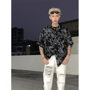 现货！！扎染垂感衬衫设计感小众高级感短袖衬衣R3001-P40图片