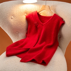 2025年秋季时尚百搭通勤休闲拉绒勾花马甲，女装马甲，盛世绒华