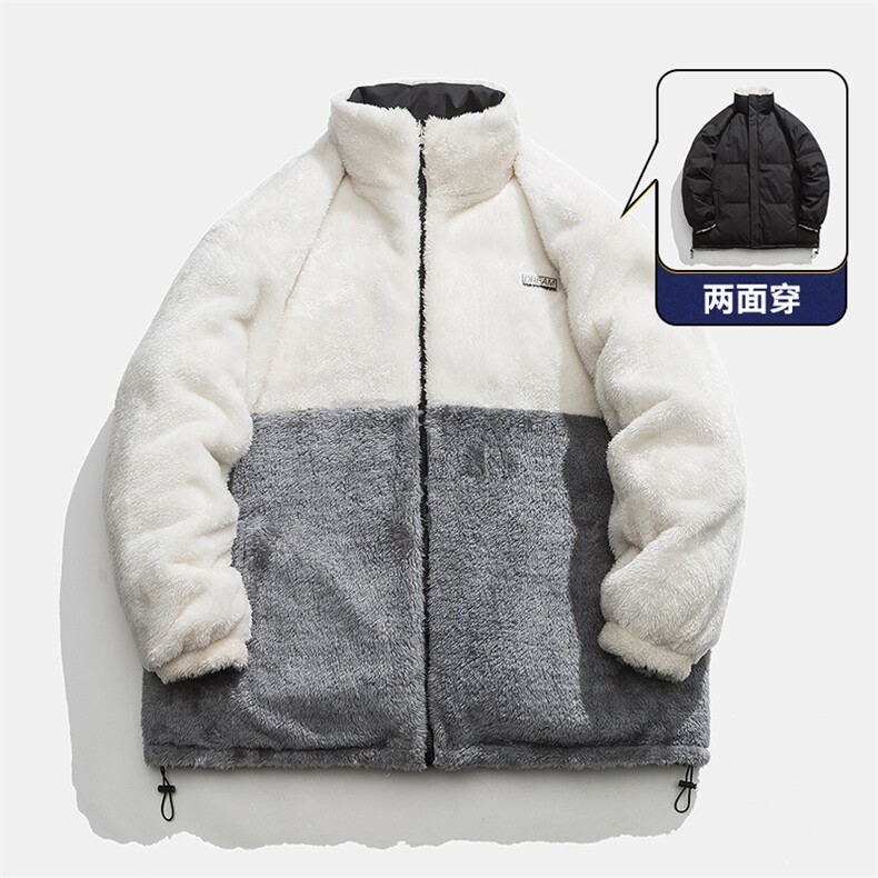 主推十万现货韩版羊羔毛拼接图案保暖摇粒绒棉衣外套MY9073-P95图片