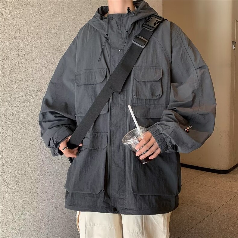 美式冲锋衣夹克男韩版潮流个性2023秋冬新款ins宽松外套W5153-P75,男装夹克,星座412-3
