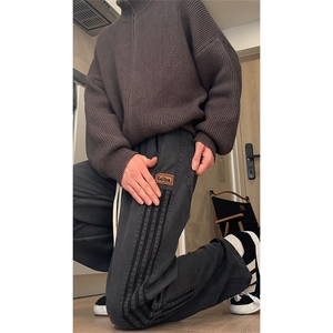 灰色运动休闲裤男2025新款宽松直筒休闲卫裤阔腿裤DY528-P55图片