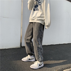 新款潮牌腰果花牛仔裤男宽松直筒裤潮流坠感阔腿拖地裤k2115-p45，男装牛仔裤，星座1008