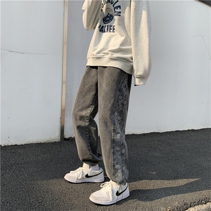新款潮牌腰果花牛仔裤男宽松直筒裤潮流坠感阔腿拖地裤k2115-p45图片
