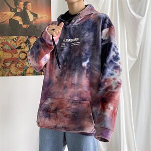 703-W198自主开发面料秋冬双面金丝绒扎染 加绒宽松休闲卫衣图片