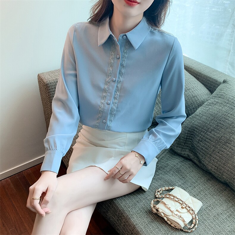 上衣春季新款OL长袖衬衫设计感小众衬衣,女装衬衫,美吧服饰