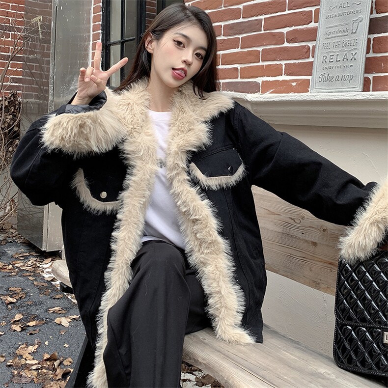A212-P120夹棉加厚黑色牛仔外套冬季复古宽松拼接棉衣保暖棉服,男装工装外套,星座911