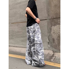 美式复古街头多口袋迷彩工装裤男女宽松显瘦百搭阔腿休闲裤，男装工装外套，星座506A
