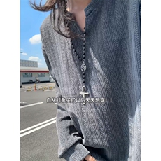 XZ809A/SYR32/P24/特P25/控49麦穗纹V领长袖长袖T恤卫衣，男装T恤，星座809A(原222-1)