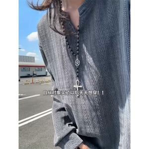 XZ809A/SYR32/P24/特P25/控49   麦穗纹V领长袖长袖T恤卫衣图片
