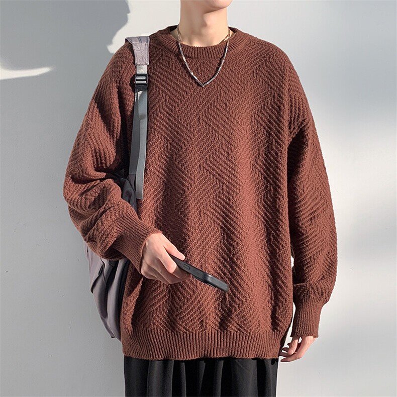 秋冬韩版菱格圆领毛衣男毛线衫港风潮流大码打底衫外套MY105-P40,男装针织衫/毛衣,电商A001