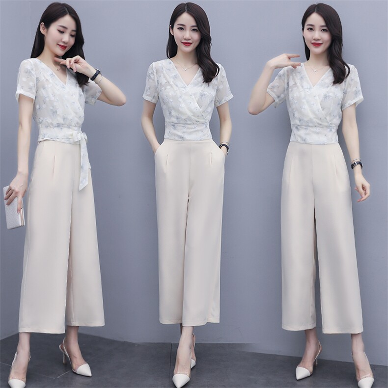 2021年夏季时尚直筒裤瘦身显瘦洋气大牌两件套,女装套装/套裙,丽美静依