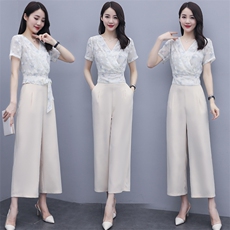 2021年夏季时尚直筒裤瘦身显瘦洋气大牌两件套，女装套装/套裙，丽美静依
