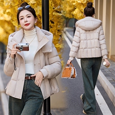 现货90绒欧货显瘦短款羽绒服女2024冬季新款连帽小个子白鸭绒外套，商品下架区，然然